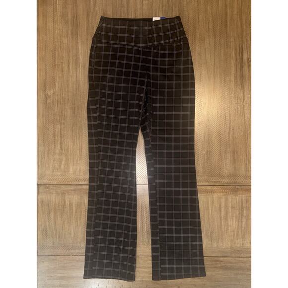 NWT APT 9 Black Windowpane Plaid Tummy Control Bootcut Dress Pants Size MT NEW - Picture 12 of 13
